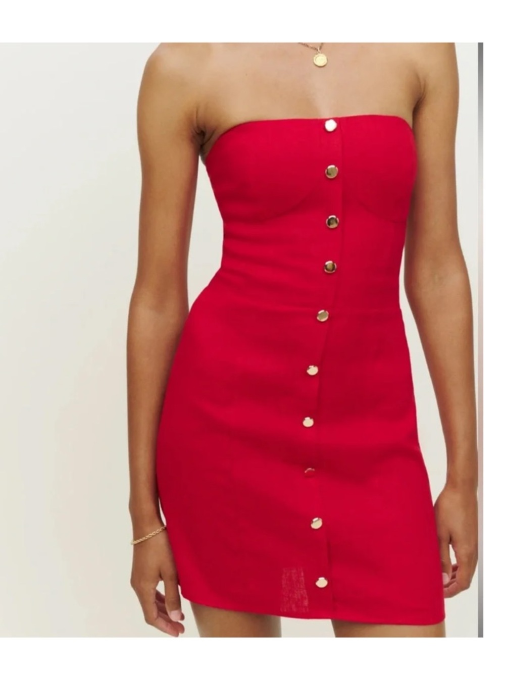 Reformation- Shiela Linen Dress Cherry